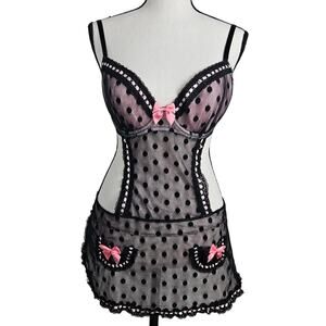Victoria's Secret Sexy Little Things Pink French Maid Apron Baby Doll Sz 34D NWT